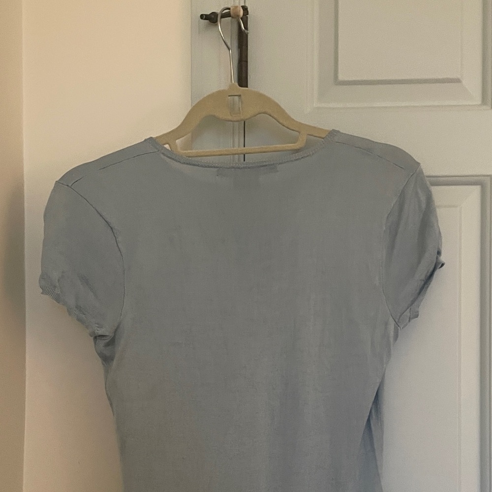 Ralph Lauren Blue Label Silk Short Sleeve Fitted Midi Dress Dusty Blue - Medium - Picture 16 of 16